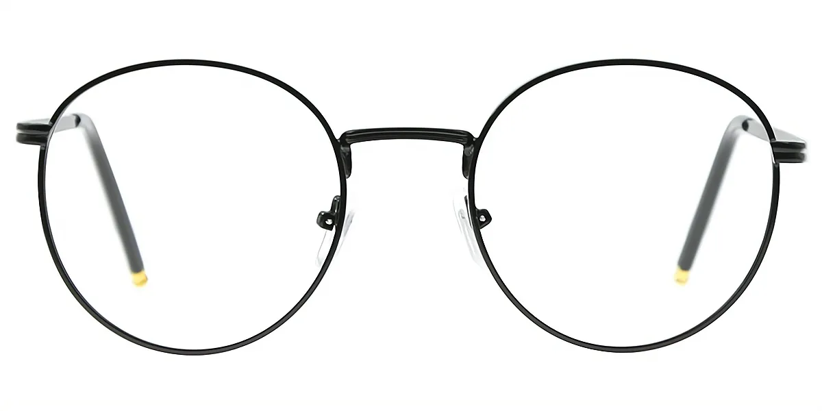 Black Oval Retro Metal Eyeglasses