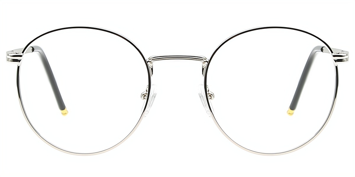 Silver Oval Retro Metal Eyeglasses