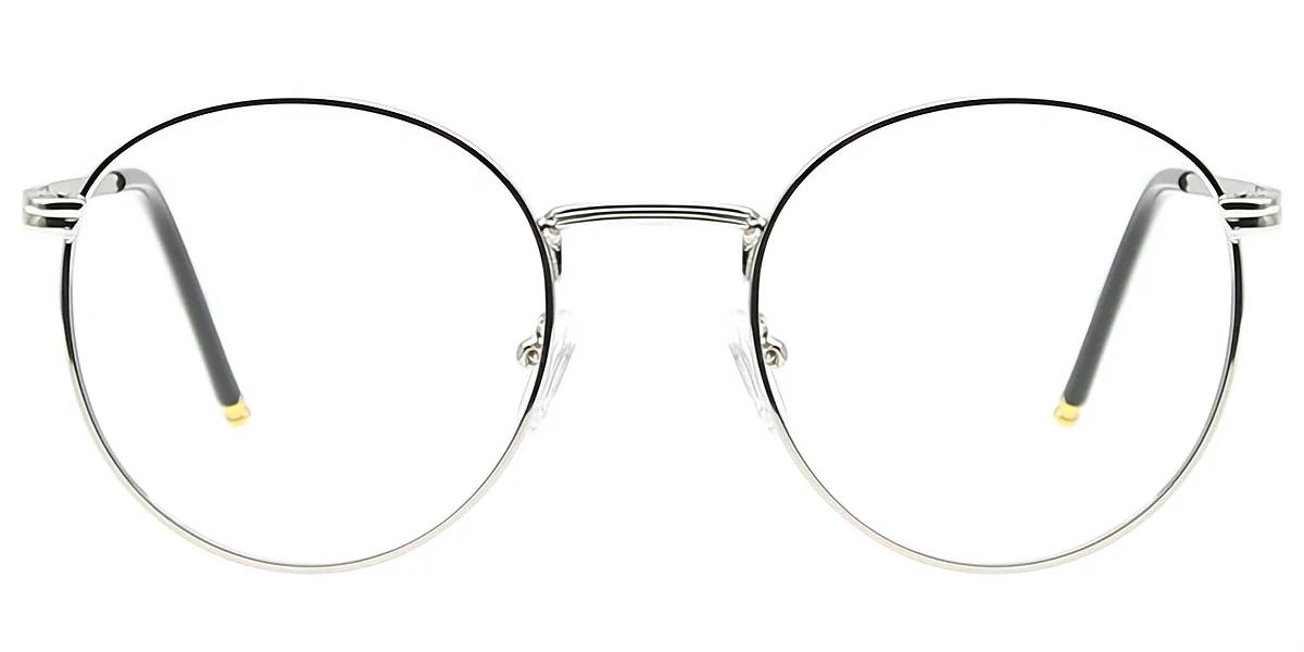 Silver Oval Retro Metal Eyeglasses
