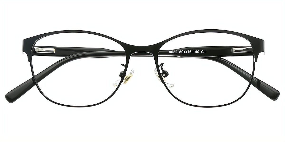 Black Cat Eye Simple Metal Eyeglasses