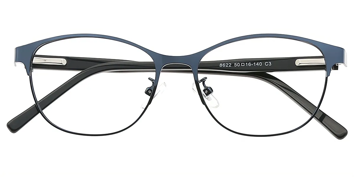 Blue Cat Eye Simple Metal Eyeglasses