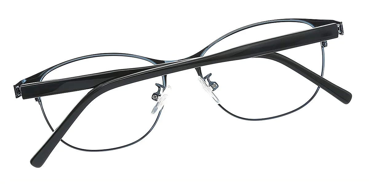 Blue Cat Eye Simple Metal Eyeglasses