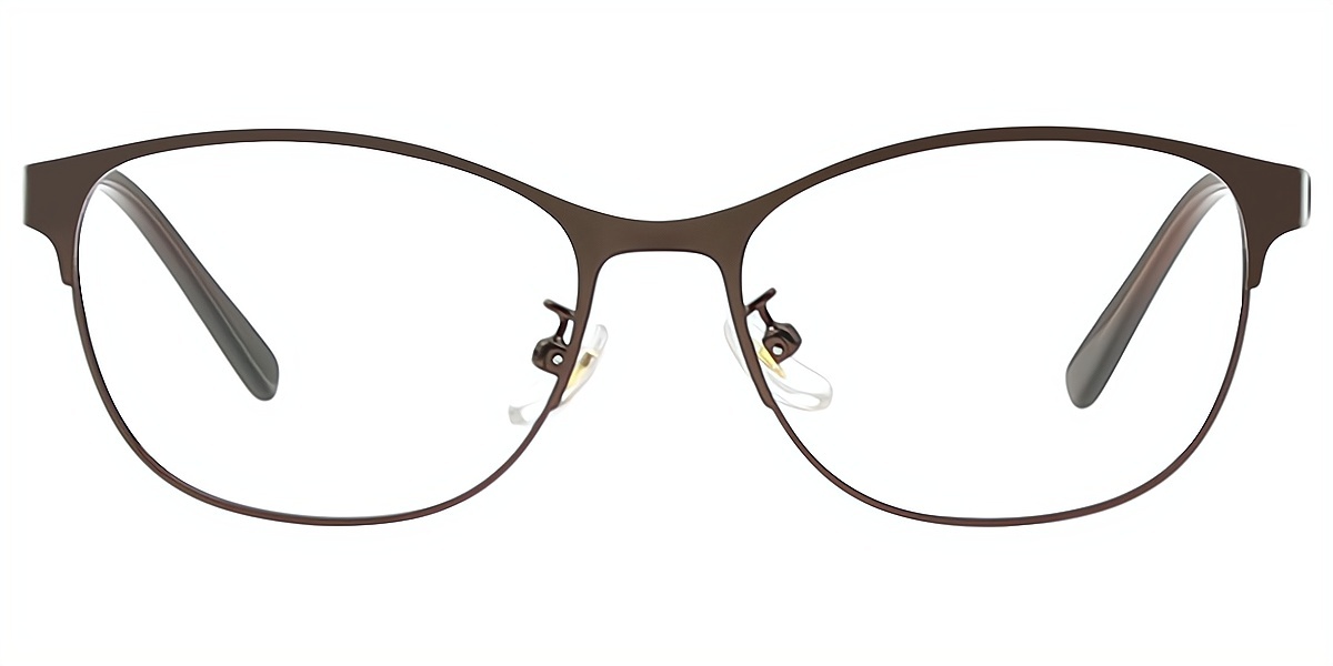 Brown Cat Eye Simple Metal Eyeglasses