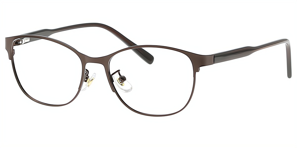 Brown Cat Eye Simple Metal Eyeglasses