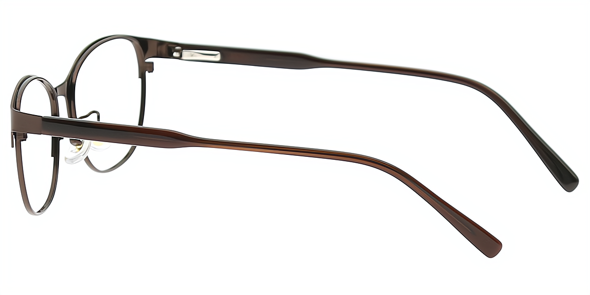 Brown Cat Eye Simple Metal Eyeglasses