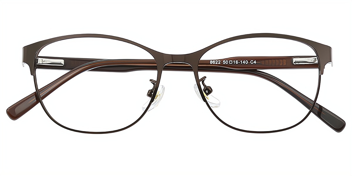 Brown Cat Eye Simple Metal Eyeglasses