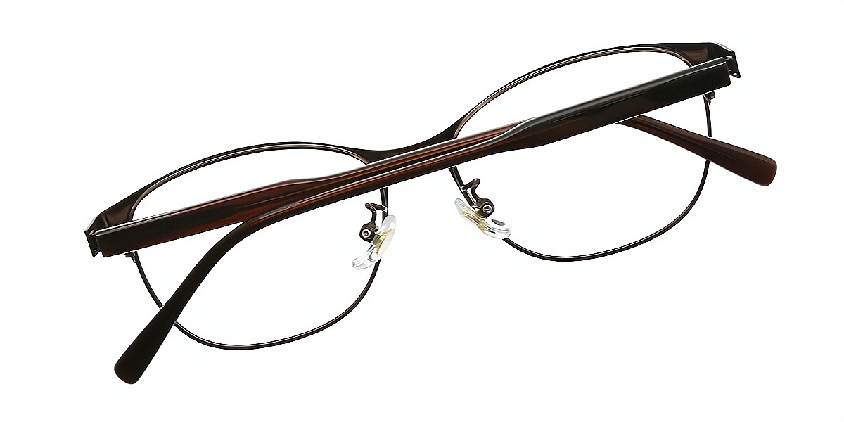 Brown Cat Eye Simple Metal Eyeglasses