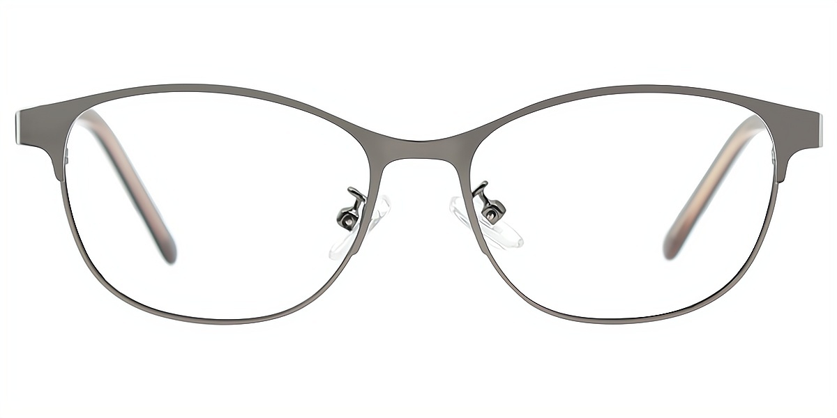 Gray Oval Simple Metal Eyeglasses