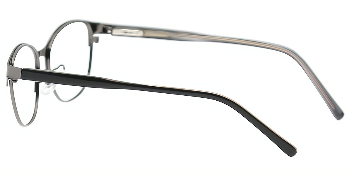 Gray Oval Simple Metal Eyeglasses