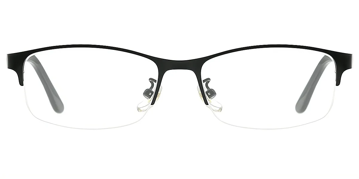 Black Rectangle Simple Metal Eyeglasses