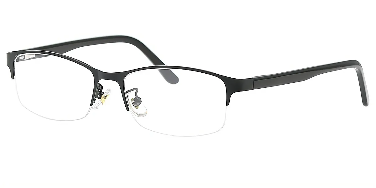 Black Rectangle Simple Metal Eyeglasses