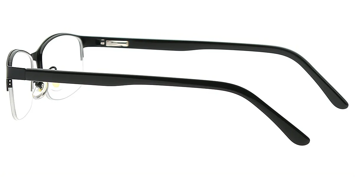 Black Rectangle Simple Metal Eyeglasses