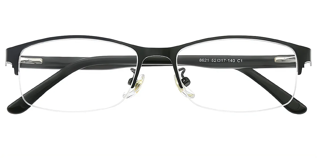 Black Rectangle Simple Metal Eyeglasses