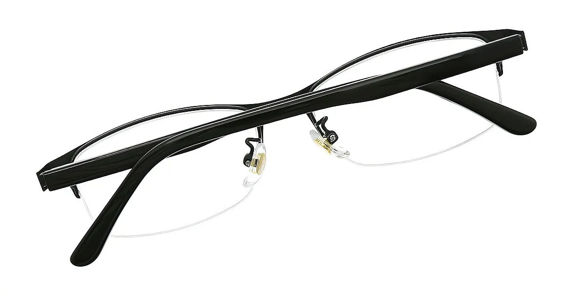 Black Rectangle Simple Metal Eyeglasses