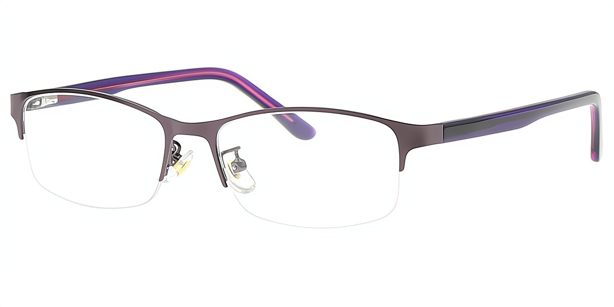 Purple Rectangle Simple Metal Eyeglasses