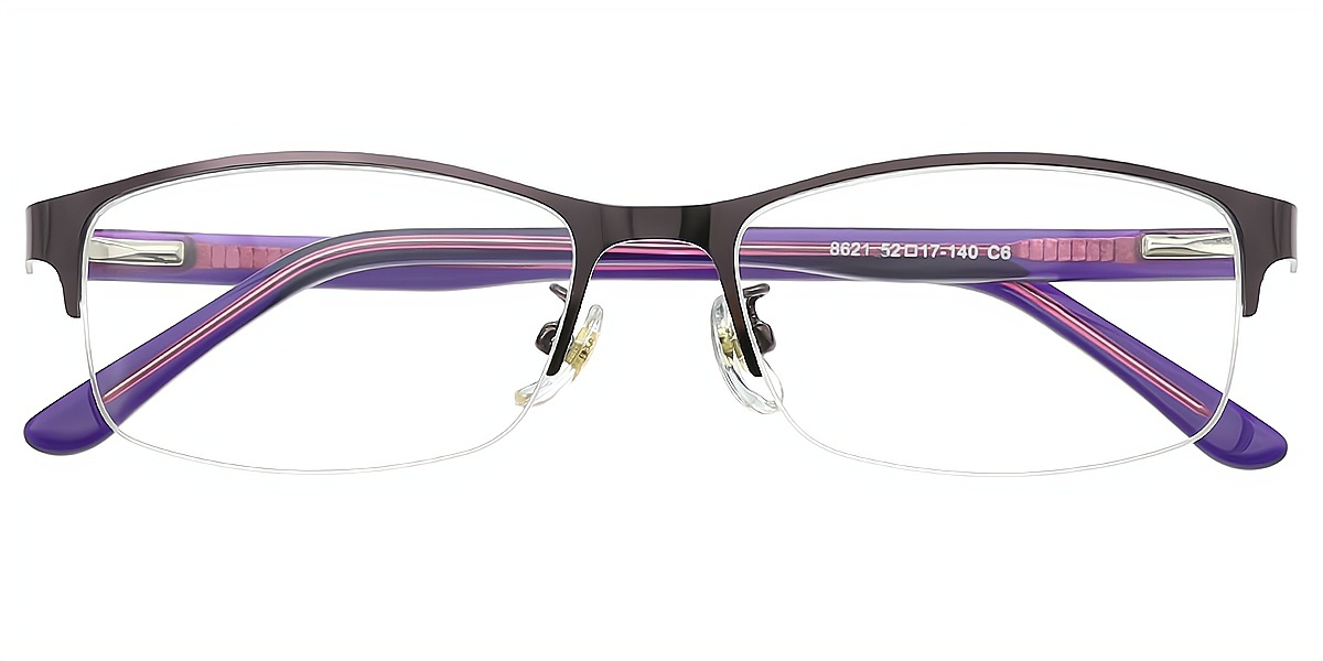 Purple Rectangle Simple Metal Eyeglasses