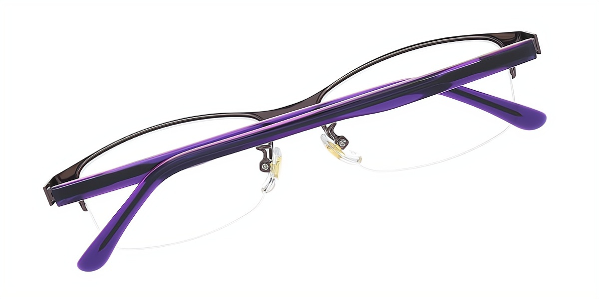 Purple Rectangle Simple Metal Eyeglasses