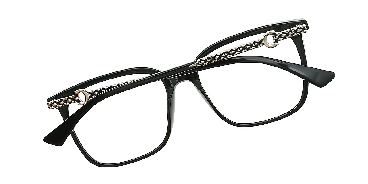 Black Square Classic Oversized Acetate Eyeglasses