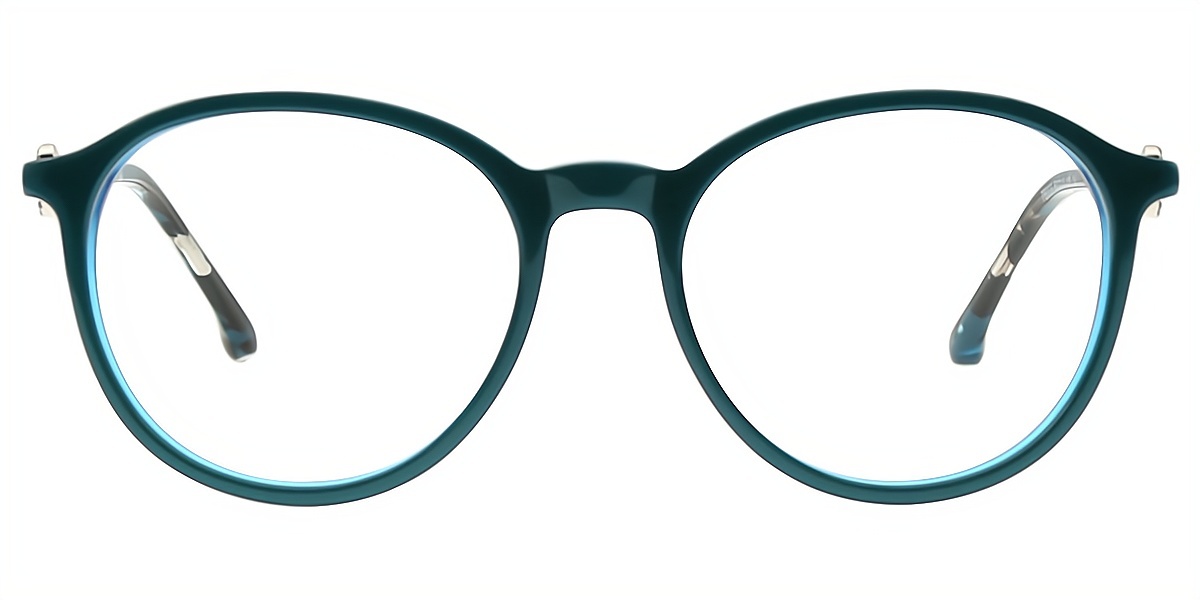 Blue Round Retro Horn Acetate Eyeglasses