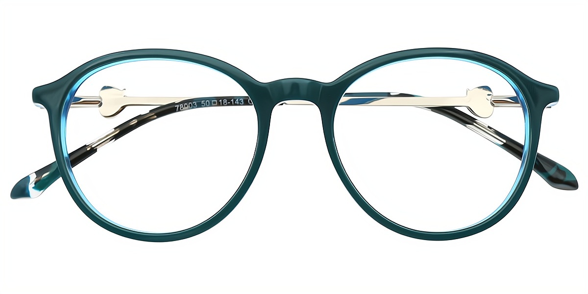 Blue Round Retro Horn Acetate Eyeglasses