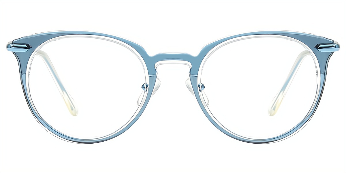 Blue Cat Eye Elegant Mixed Materials Eyeglasses