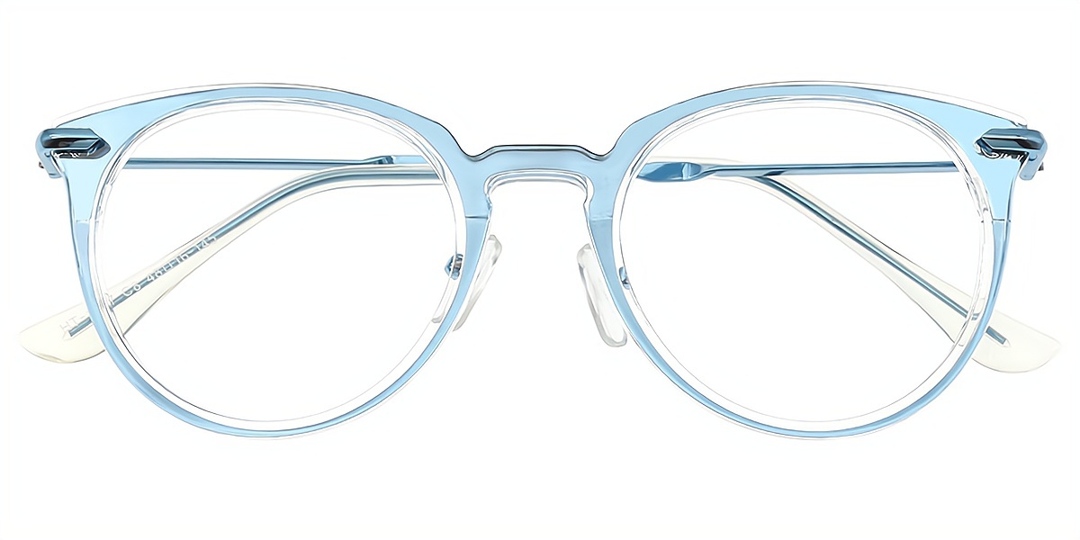 Blue Cat Eye Elegant Mixed Materials Eyeglasses