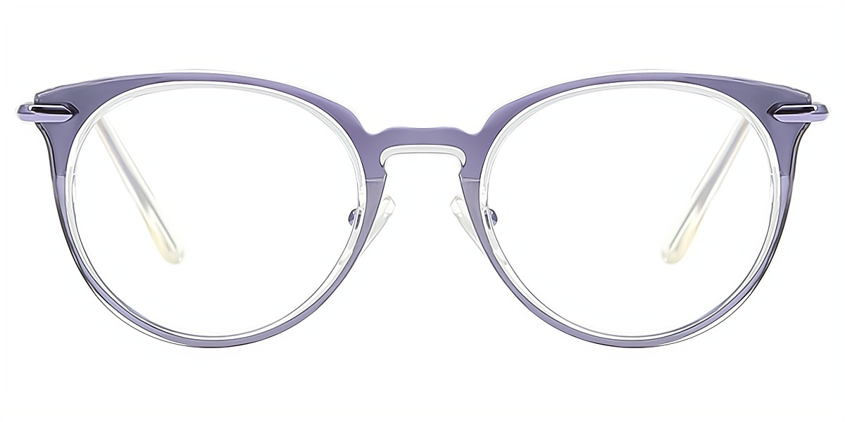 Purple Cat Eye Elegant Mixed Materials Eyeglasses