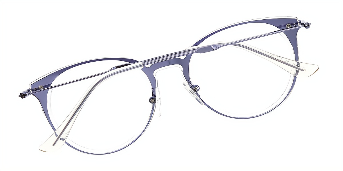 Purple Cat Eye Elegant Mixed Materials Eyeglasses