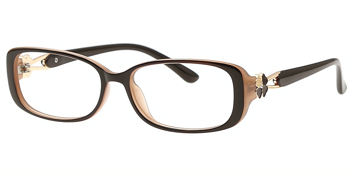 Brown Oval Retro Detailed TR90 Eyeglasses