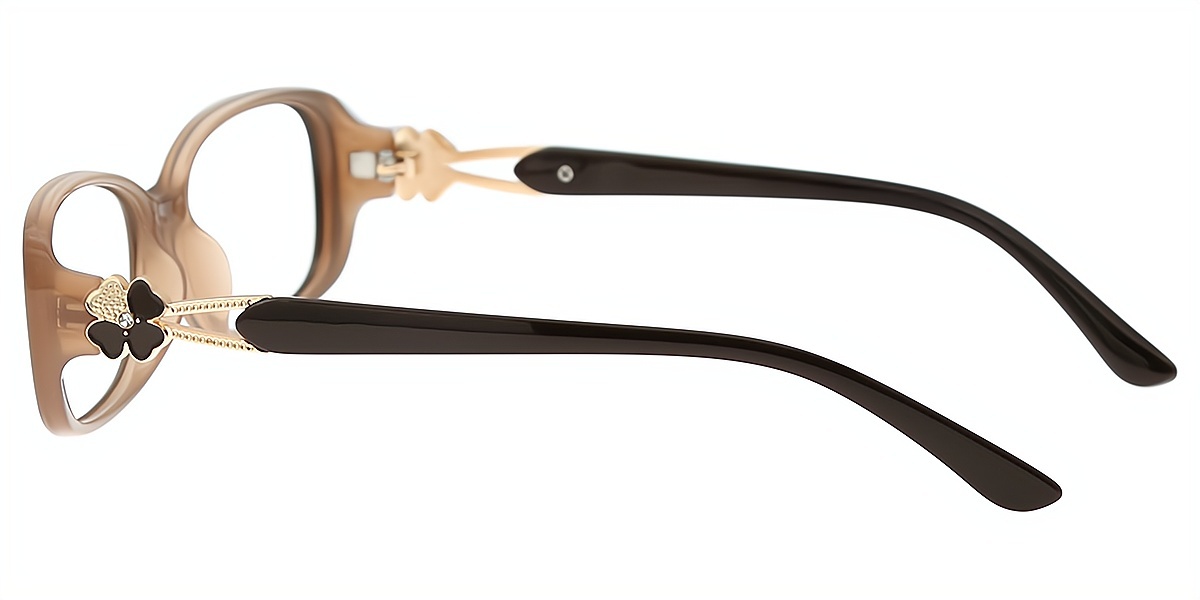 Brown Oval Retro Detailed TR90 Eyeglasses