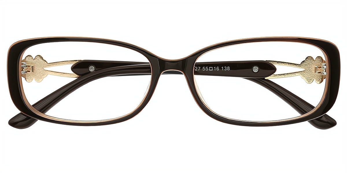 Brown Oval Retro Detailed TR90 Eyeglasses