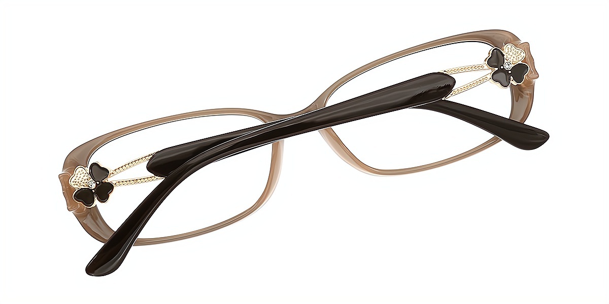 Brown Oval Retro Detailed TR90 Eyeglasses