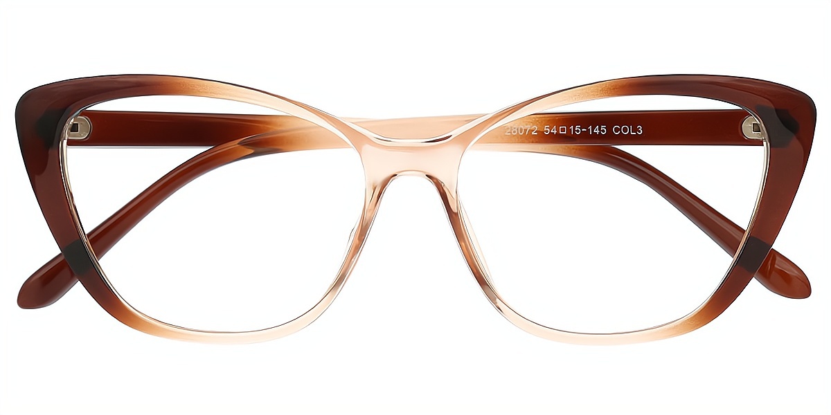 Brown Gradient Cat Eye Chic TR90 Eyeglasses