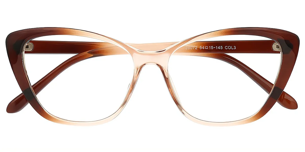 Brown Gradient Cat Eye Chic TR90 Eyeglasses