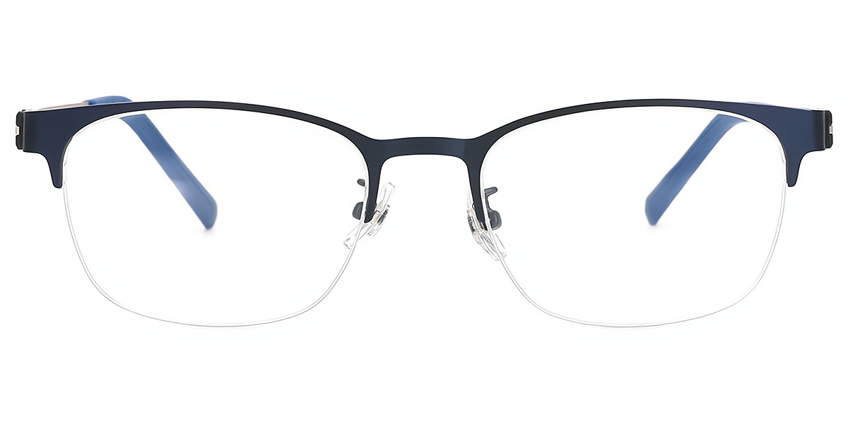 Blue Rectangle Classic Metal Eyeglasses