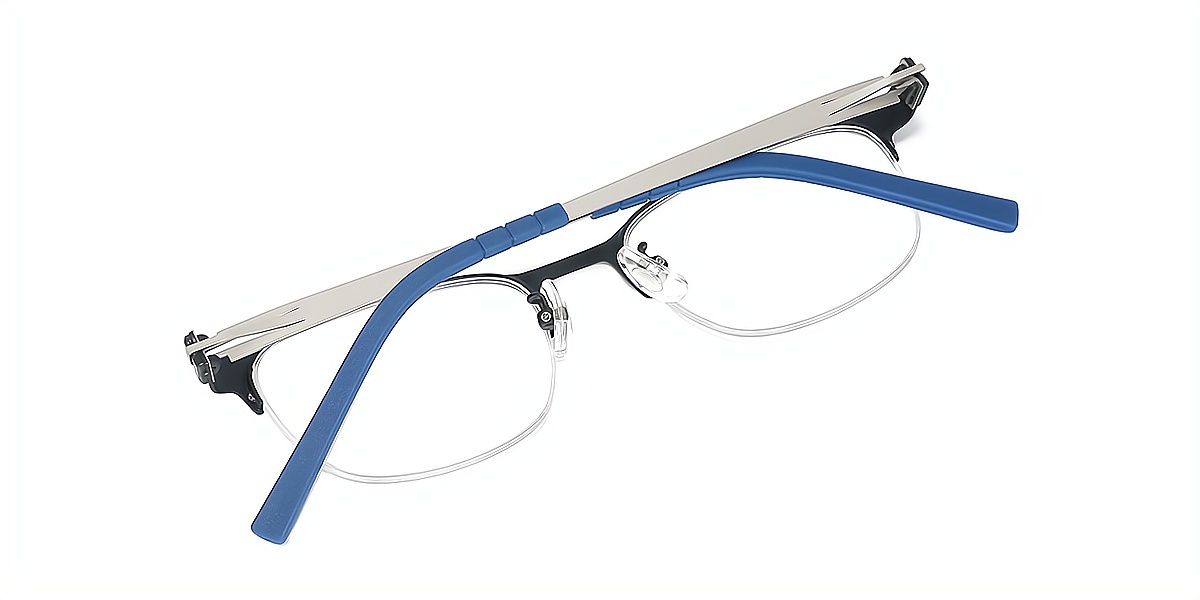 Blue Rectangle Classic Metal Eyeglasses