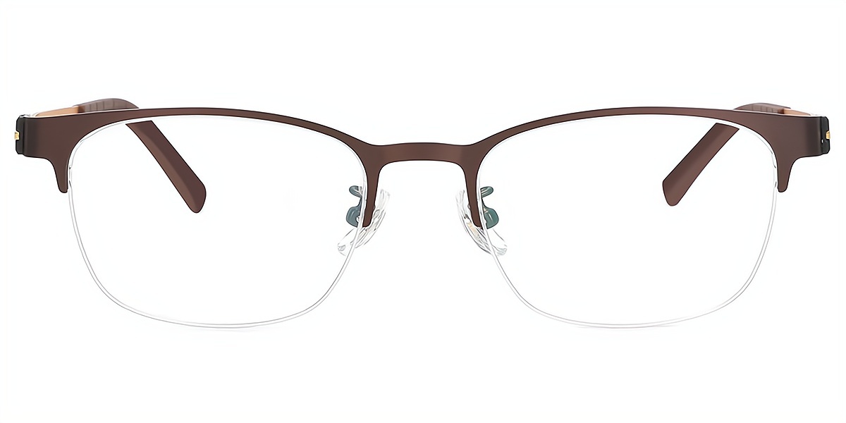 Brown Browline Classic Metal Eyeglasses