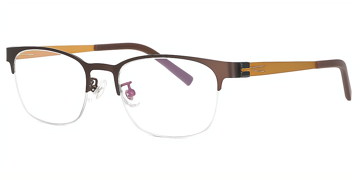 Brown Browline Classic Metal Eyeglasses