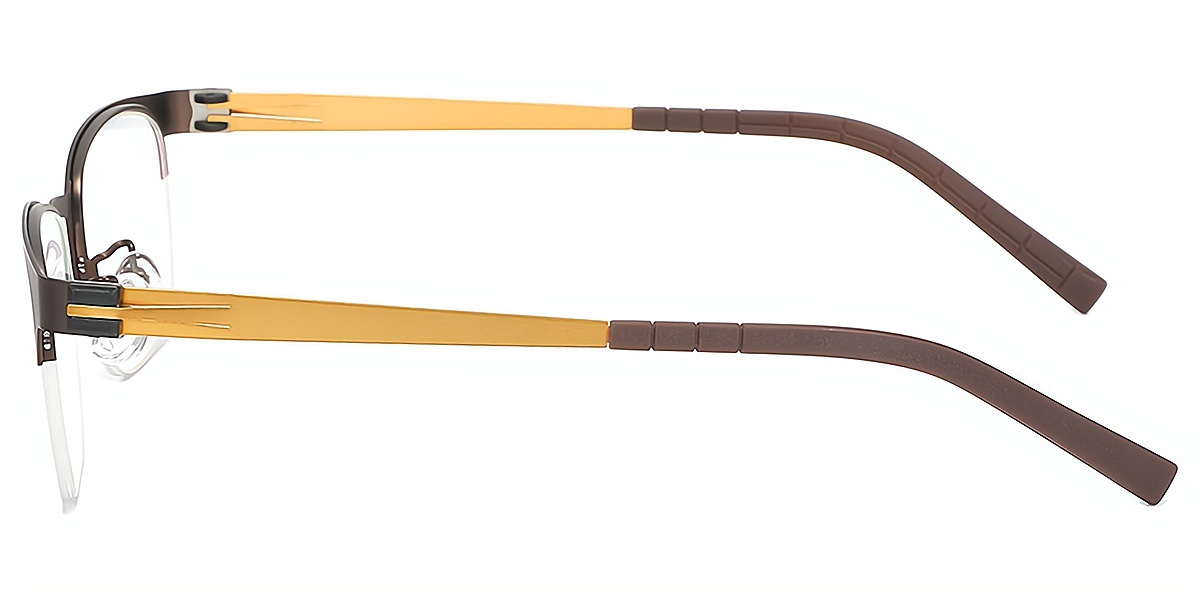 Brown Browline Classic Metal Eyeglasses