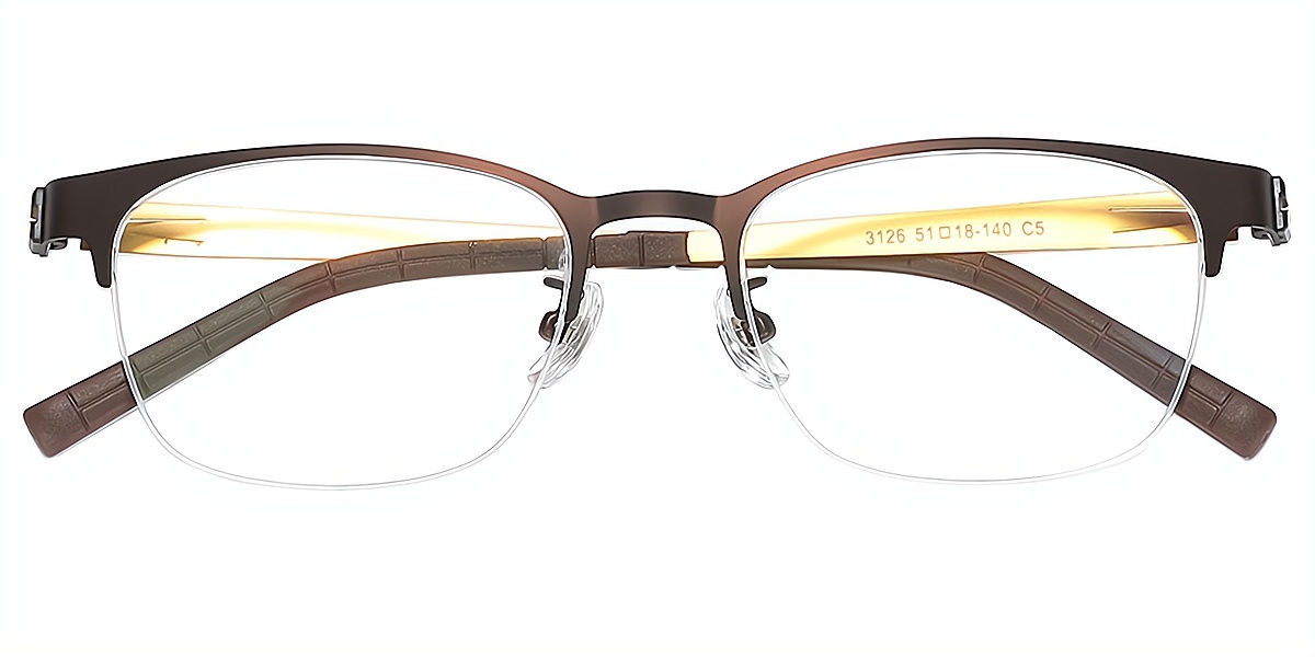 Brown Browline Classic Metal Eyeglasses