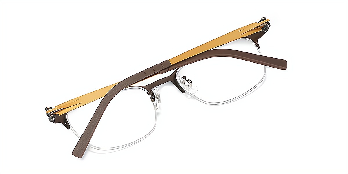 Brown Browline Classic Metal Eyeglasses