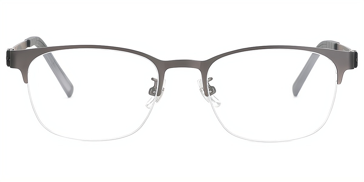 Gray Rectangle Classic Metal Eyeglasses