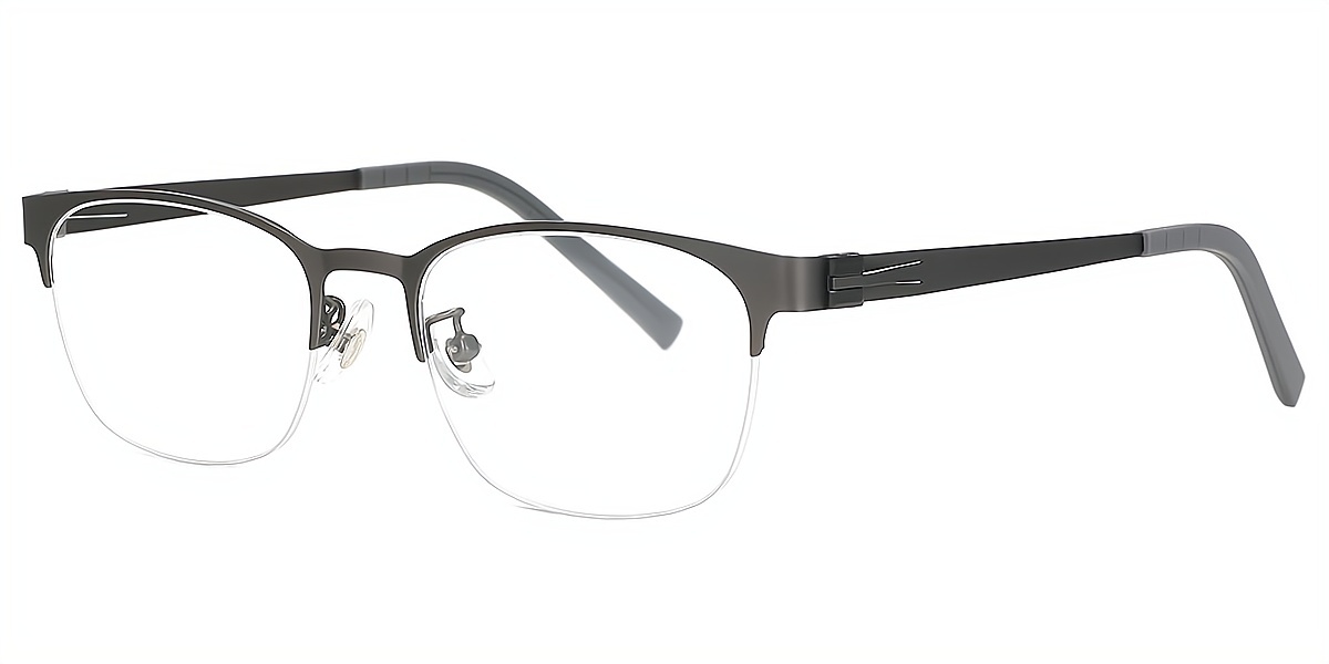 Gray Rectangle Classic Metal Eyeglasses