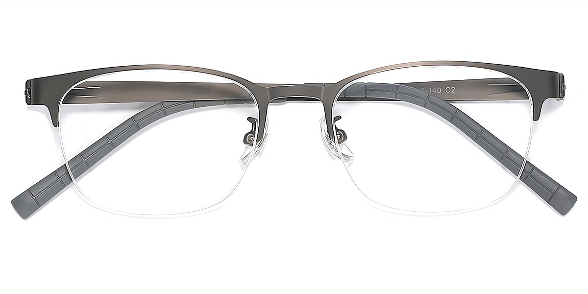 Gray Rectangle Classic Metal Eyeglasses