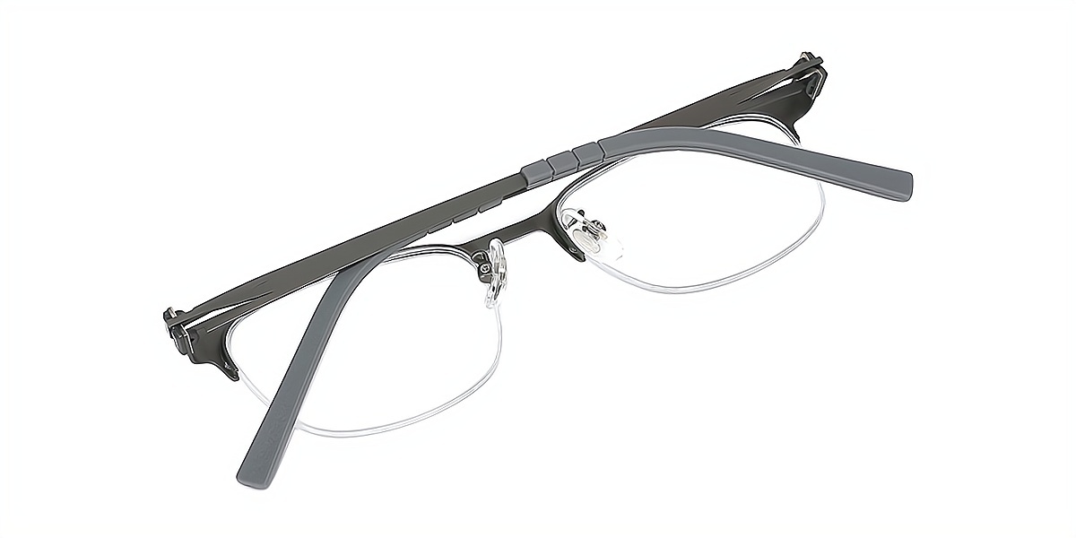 Gray Rectangle Classic Metal Eyeglasses