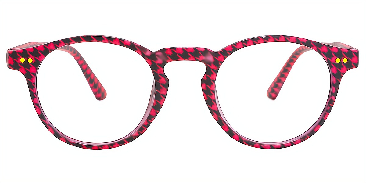 Red Oval Hipster Plastic Eyeglasses