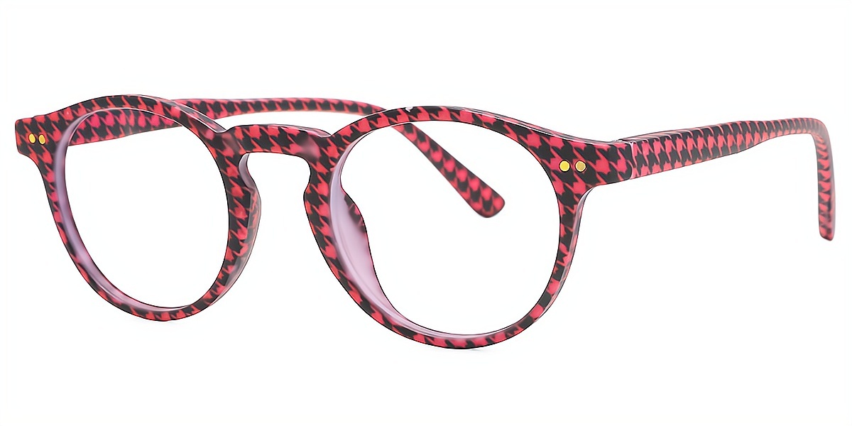 Red Oval Hipster Plastic Eyeglasses