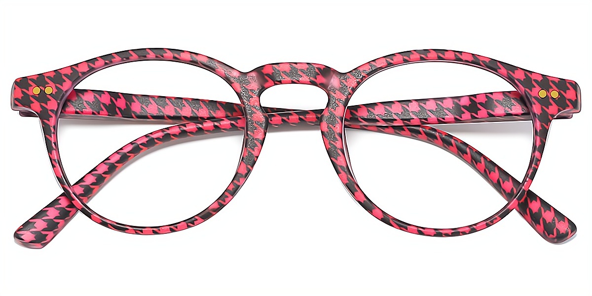 Red Oval Hipster Plastic Eyeglasses