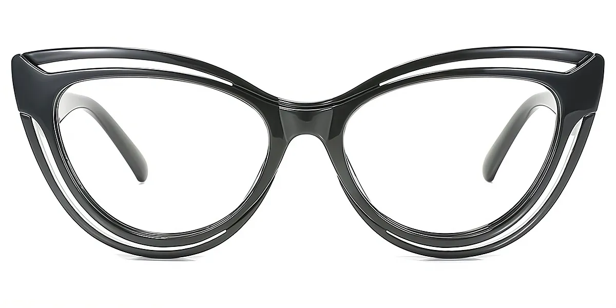 Black Cat Eye Hipster Plastic Eyeglasses
