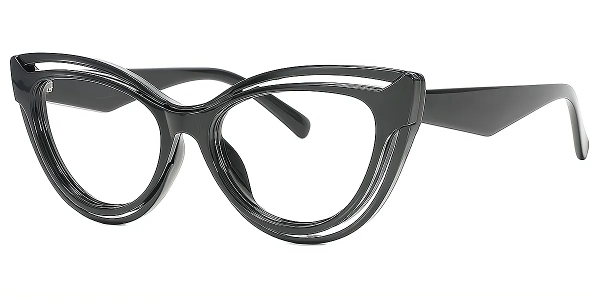 Black Cat Eye Hipster Plastic Eyeglasses